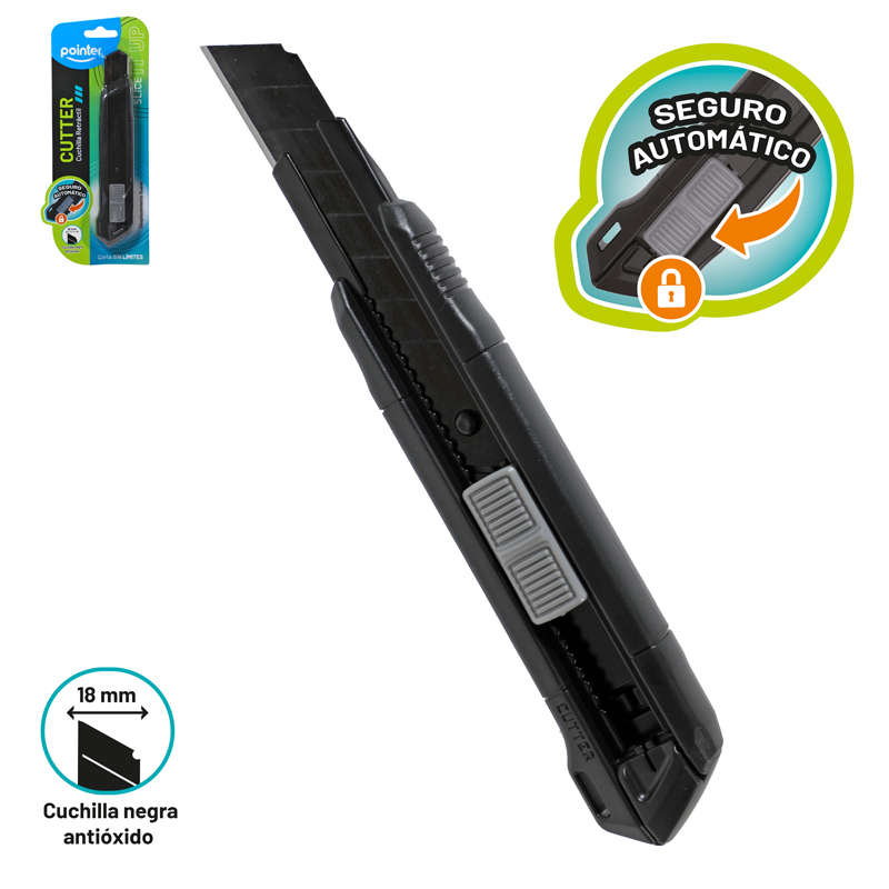 CUCHILLA RETRACTIL 18MM (SEGURO AUTOMATICO)