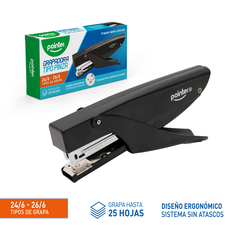 GRAPADORA METALICA TIPO PINZA - 25 HOJAS