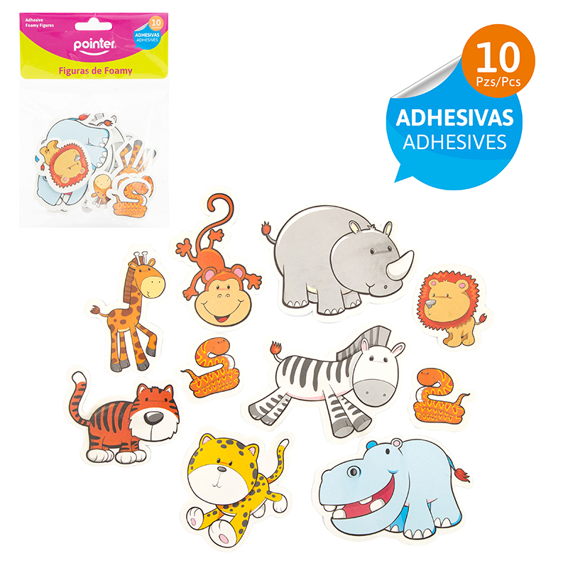 FIGURAS DE FOAMY ADHESIVAS (ANIMALES) x10PZAS