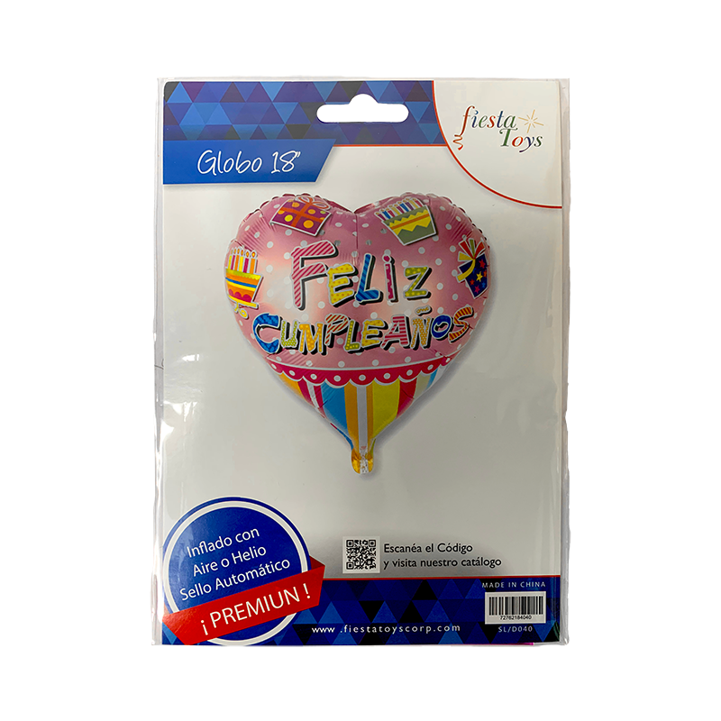 GLOBO CORAZON FELIZ CUMPLEAÑOS 18 
