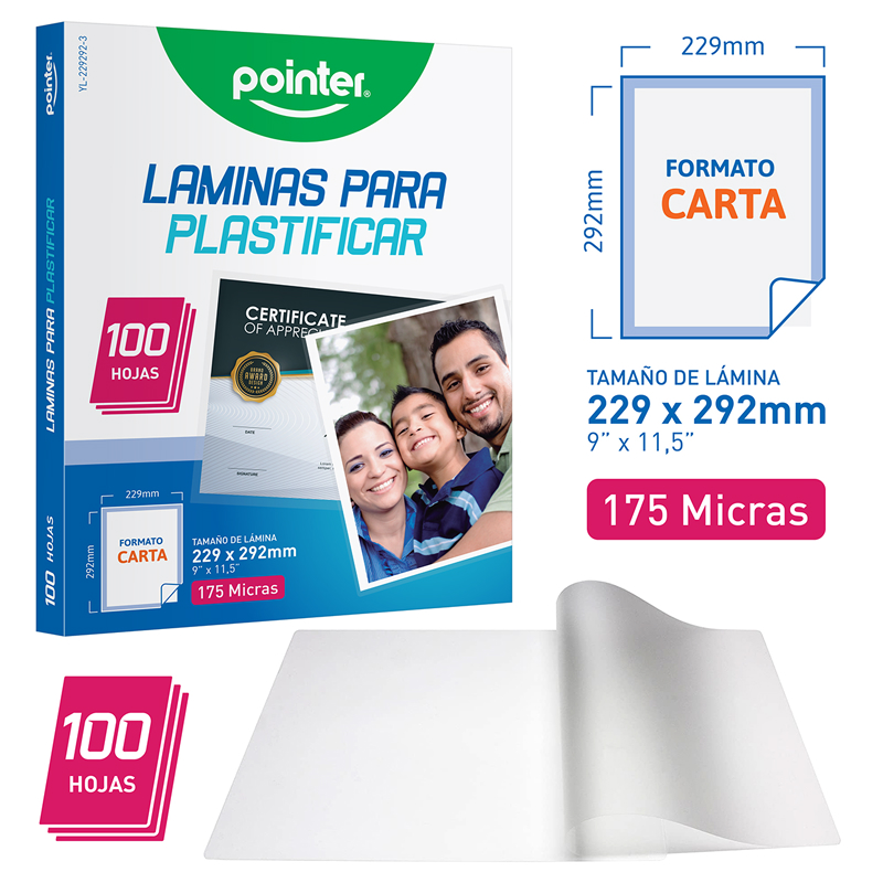 LAMINAS PARA PLASTIFICAR CARTA 175 MICRAS