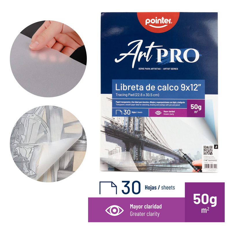 LIBRETA DE CALCO ART PRO 9x12" - 50G x30 HOJAS