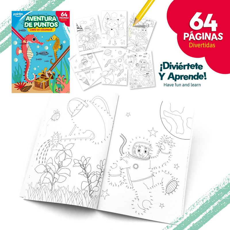 LIBRO DE COLOREAR AVENTURA DE PUNTOS x32 HOJAS