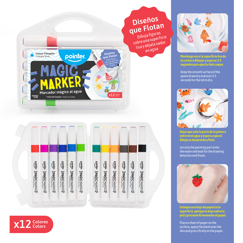 MARCADOR MÁGICO AL AGUA x12PZS - MAGIC MAKER