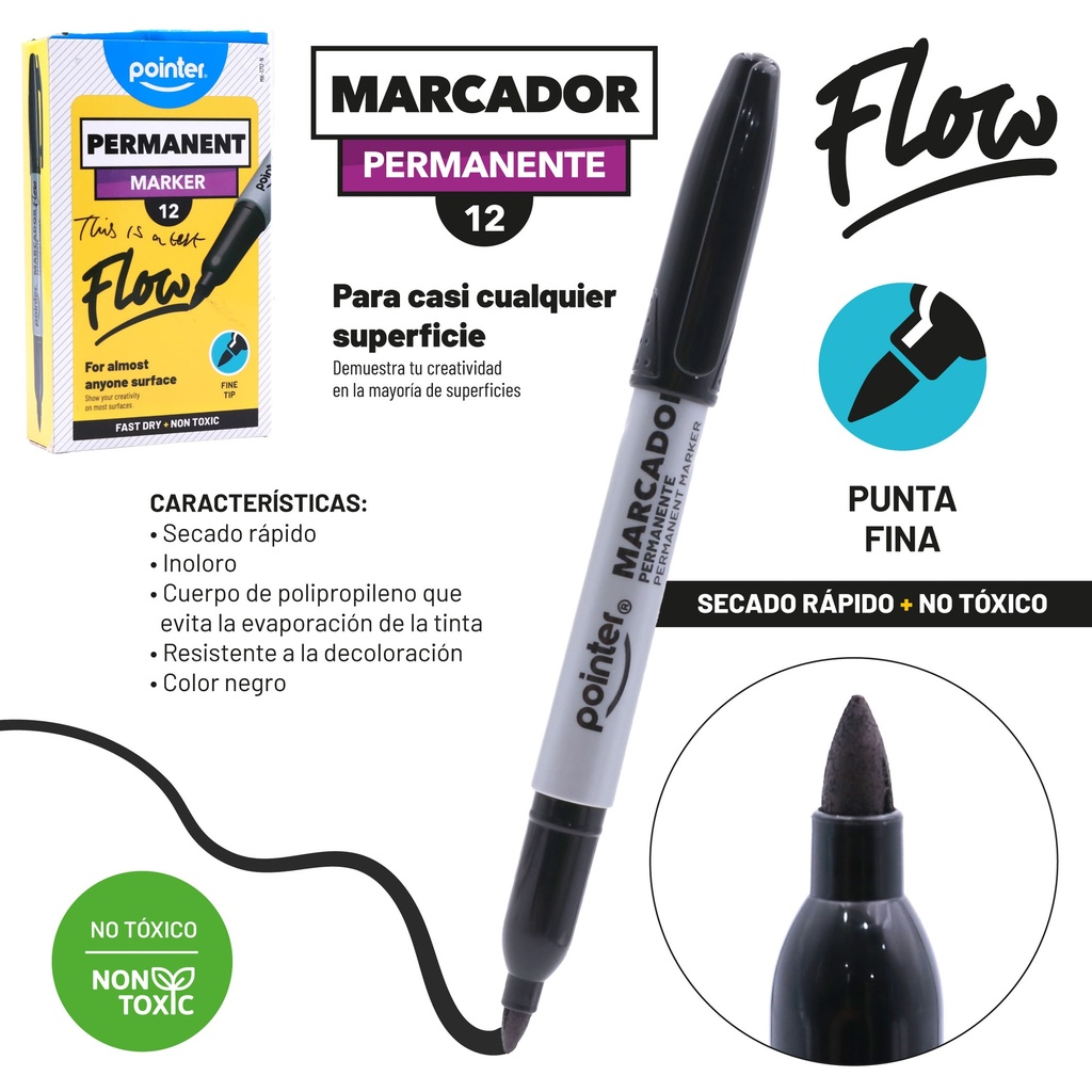 MARCADOR FLOW PERMANENTE NEGRO