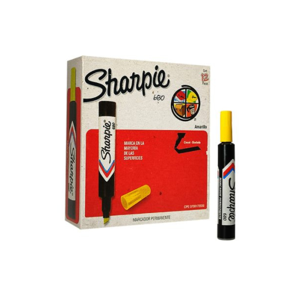 MARCADOR PERMANENTE PUNTA BISELADA 680 AMARILLO