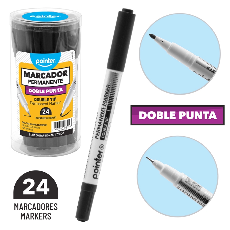 MARCADOR PERMANENTE NEGRO DOBLE PUNTA
