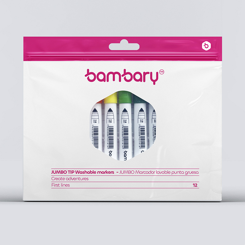 MARCADORES LAVABLES REDONDOS JUMBO PUNTA GRUESA x12UND