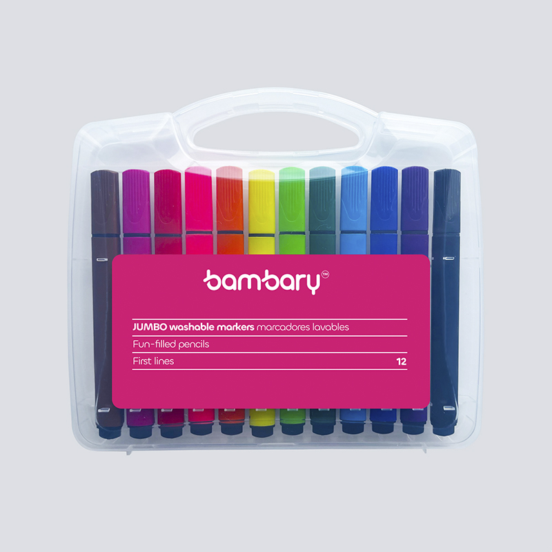 MARCADORES LAVABLES JUMBO TRIANGULARES PUNTA GRUESA x12UND 