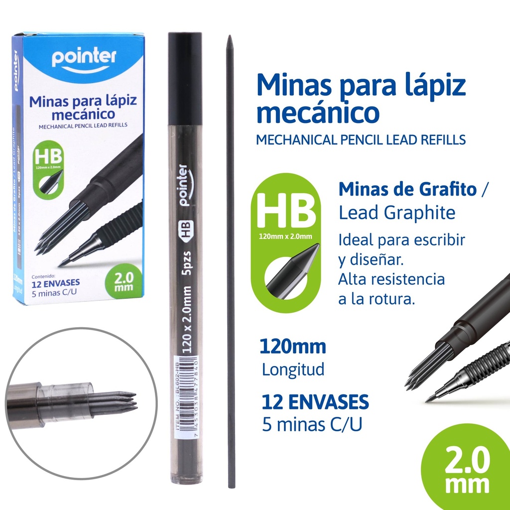 MINAS PARA LAPIZ MECANICO 2.0