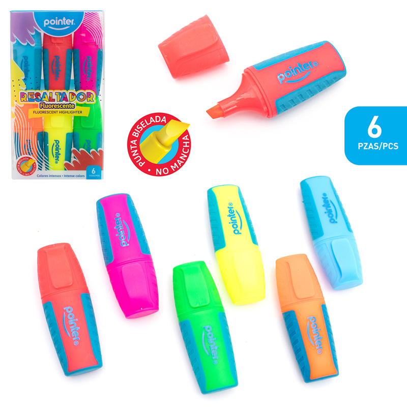 MINI RESALTADOR FLOURESCENTE x6PZAS