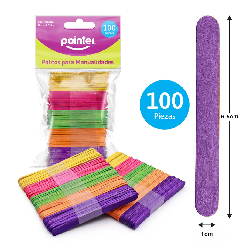 PALITOS DE COLORES PARA MANUALIDADES x100PZAS