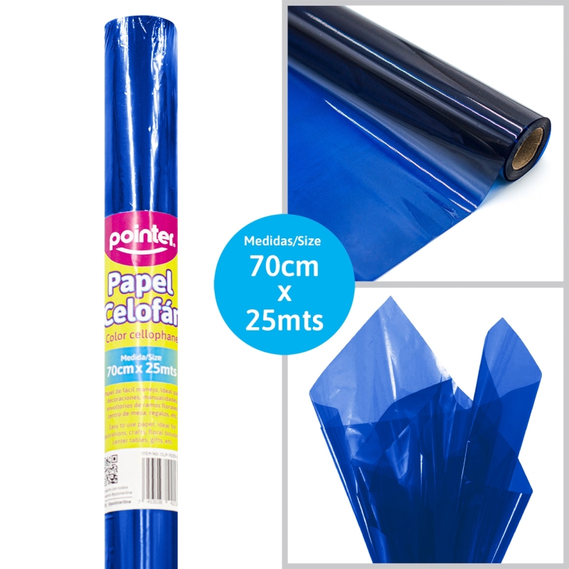 PAPEL CELOFAN AZUL 70X25M