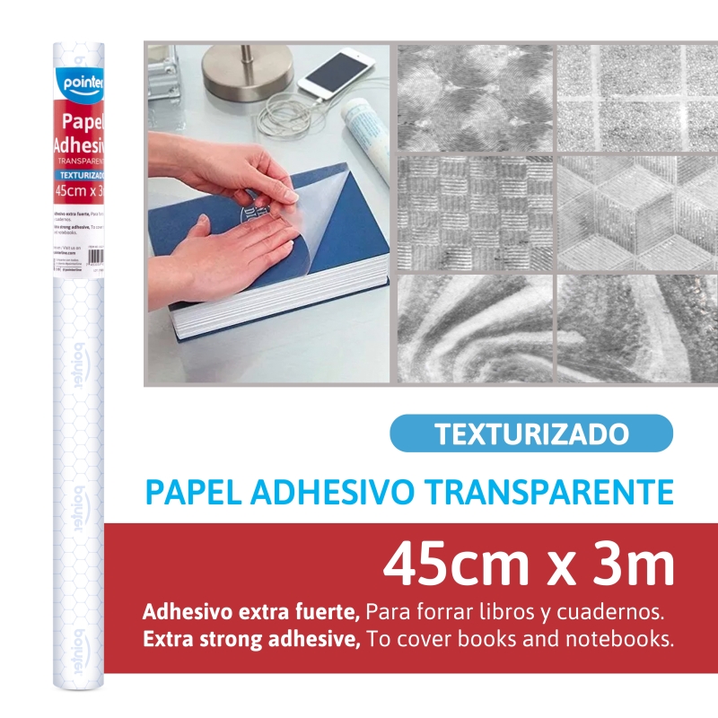 PAPEL CONTAC TRANSPARENTE TEXTURIZADO 
