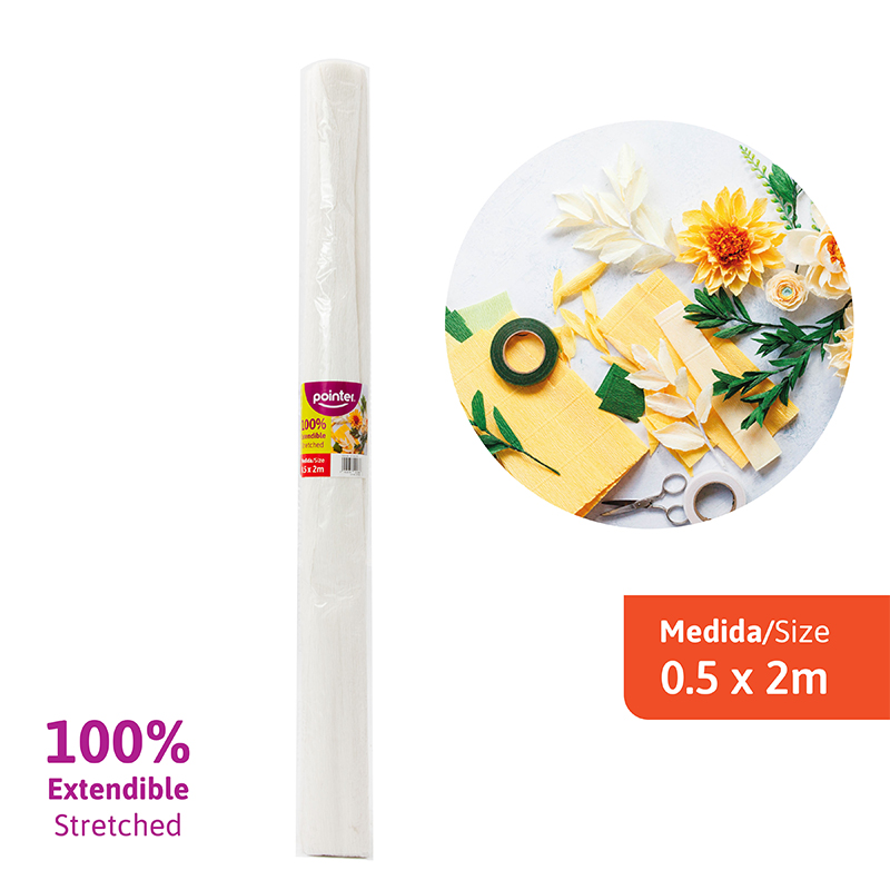 PAPEL CREPE ELASTICO 2M (BLANCO)