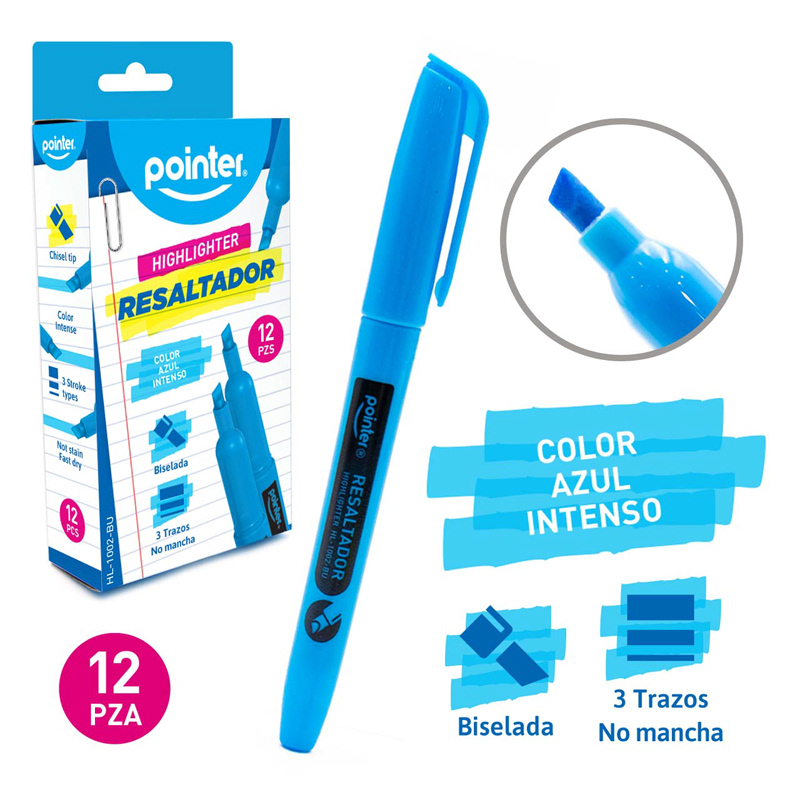 RESALTADOR FLUORESCENTE DELGADO AZUL
