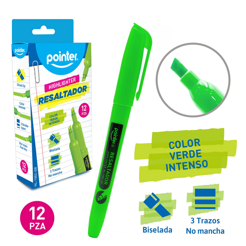 RESALTADOR FLUORESCENTE DELGADO VERDE 