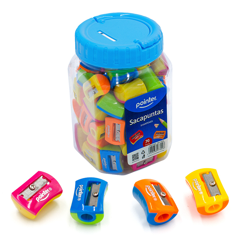 SACAPUNTAS PLASTICOS - COLORES BRILLANTES