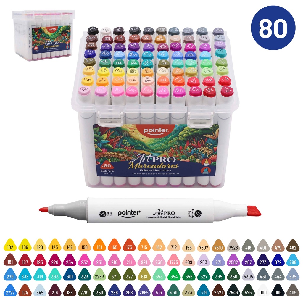 SET DE MARCADORES MEZCLABLES ART PRO DOBLE PUNTA x80 COLORES