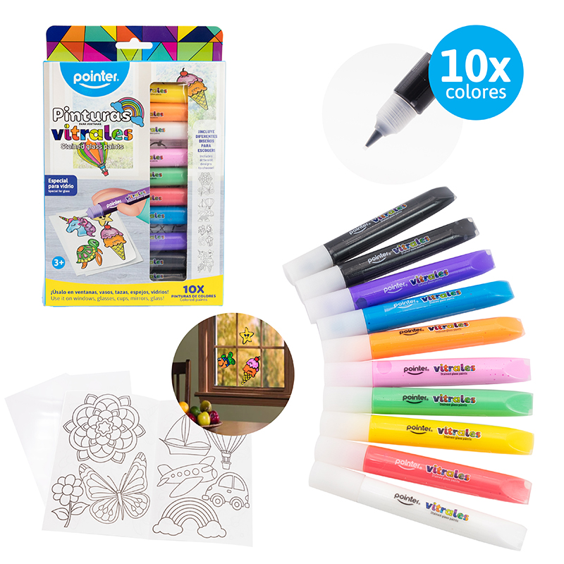 PINTURAS VITRALES x10 COLORES