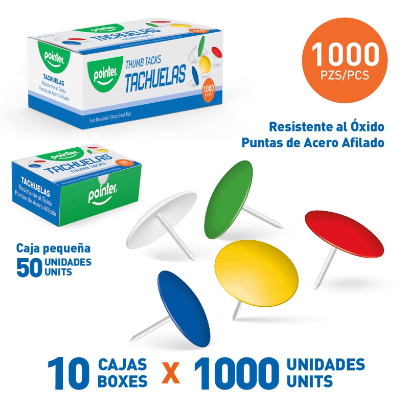 TACHUELAS DE COLORES x100PZAS