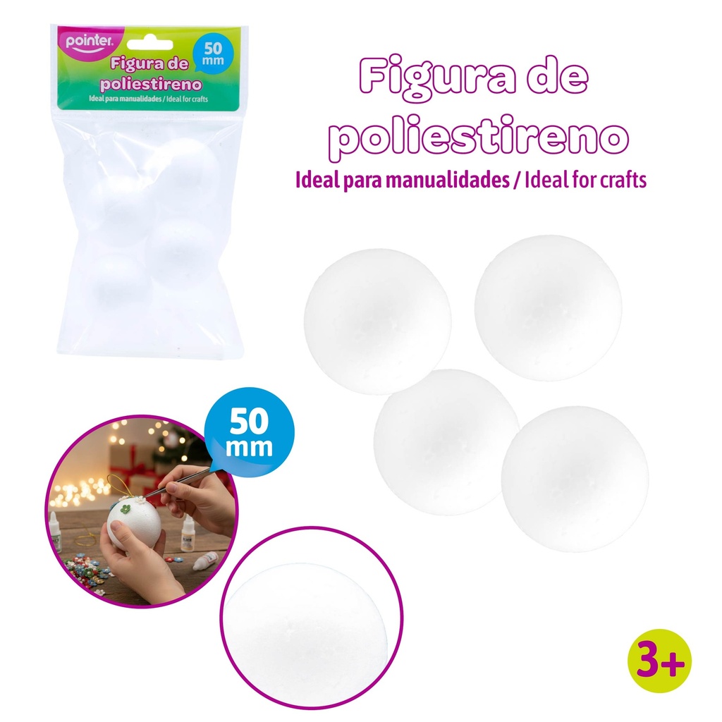 ESFERAS DE POLIESTIRENO 5CM³ x4PZAS
