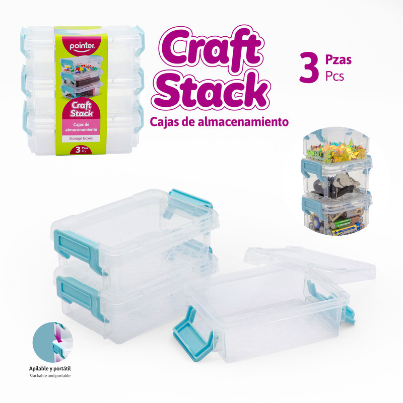CAJA PLASTICA DE ALMACENAJE 200 ml x 3 PIEZAS 11x8x4 cm