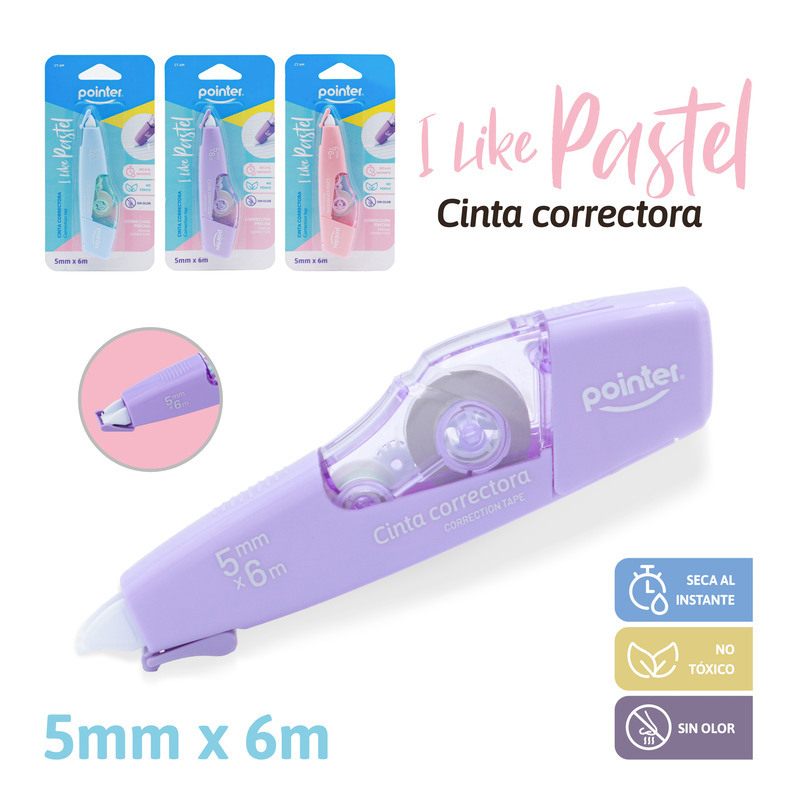CINTA CORRECTORA - 0,5CM x 6M (CUBIERTA PASTEL)