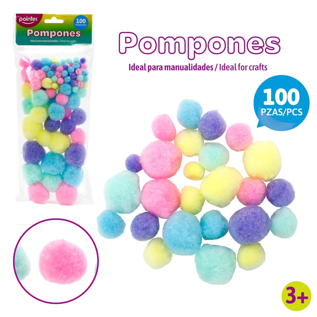 POMPONES x 100 PZAS (PASTEL)