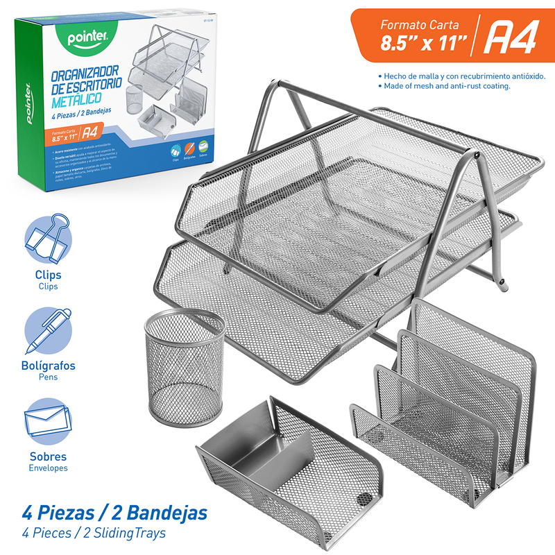 ORGANIZADOR DE ESCRITORIO x 4 PZAS.