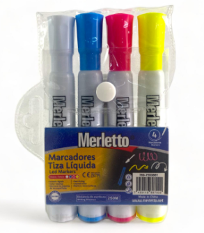 MARCADORES DE TIZA LIQUIDA x4 COLORES 2.5g
