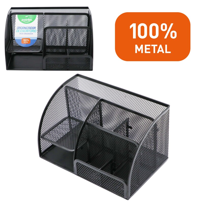 ORGANIZADOR METALICO DE ESCRITORIO - 7 COMPARTIMIENTOS