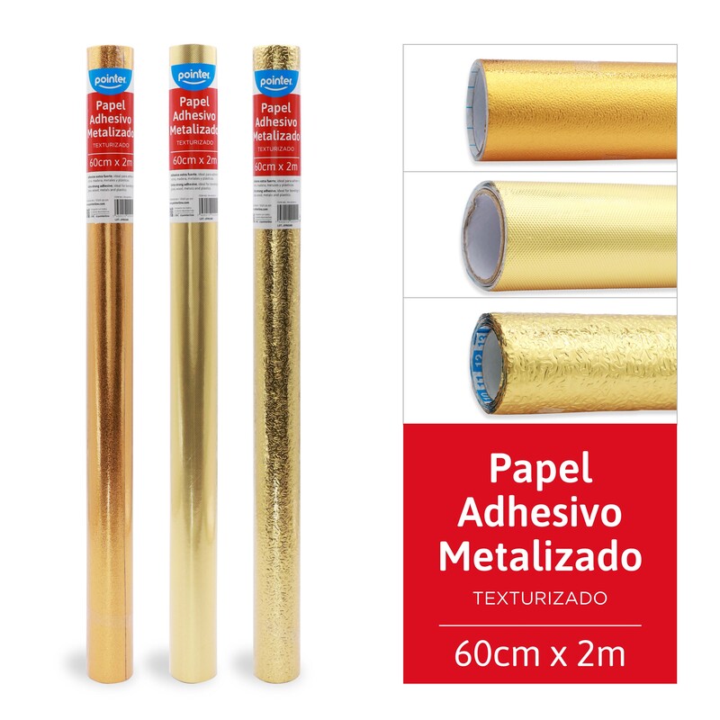 PAPEL ADHESIVO TEXTURIZADO DORADO 60 cm x 2m