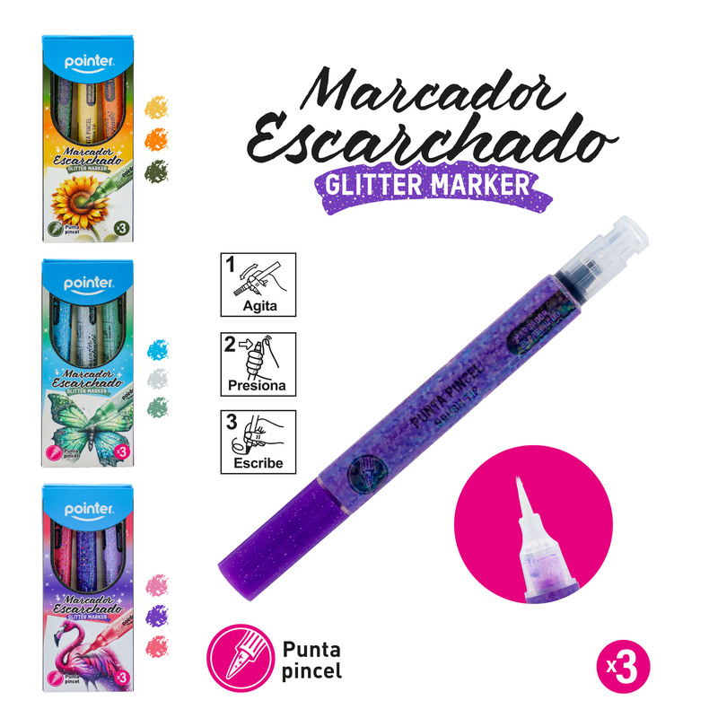MARCADORES ESCARCHADO LETERING PREMIUN x3PZS - TONALIDADES