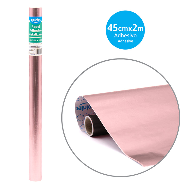 PAPEL CONTAC METALIZADO ROSADO - 45Cm x 2Mts