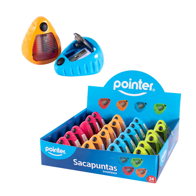 SACAPUNTAS PLASTICO CON DEPOSITO (PIRAMIDE) 