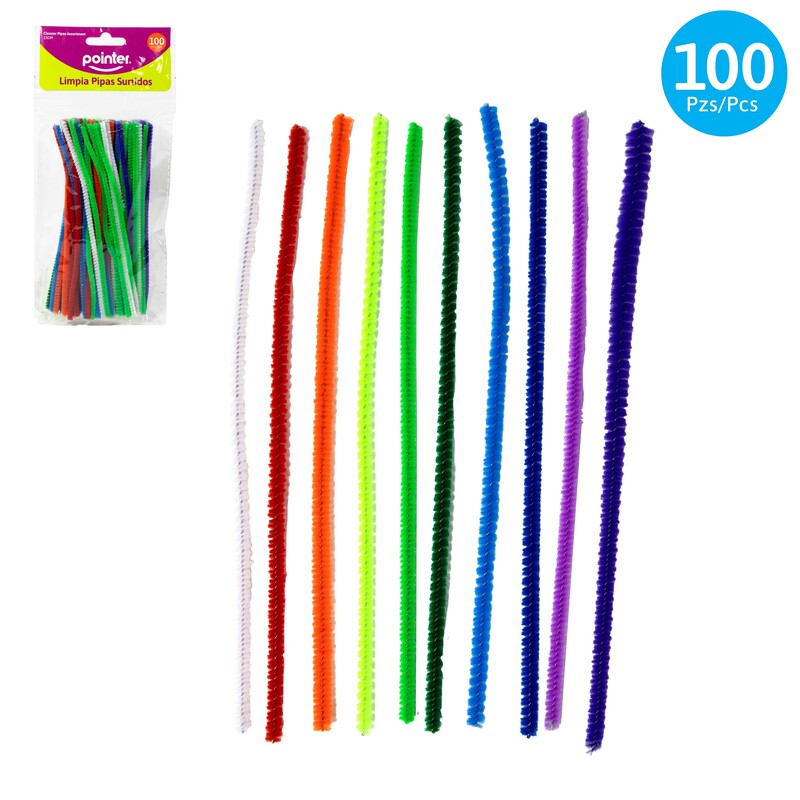 LIMPIA PIPAS DE COLORES SURTIDOS - 15CM x100PZAS