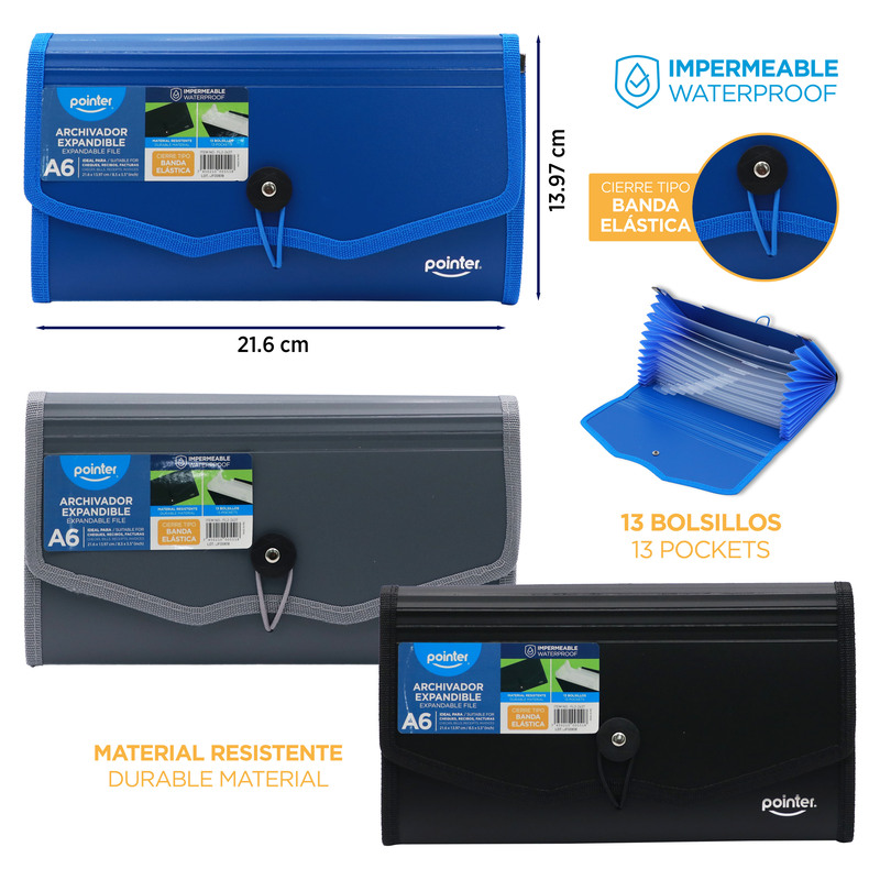 ARCHIVADOR 13 BOLSILLOS A6 13,97x21,6CM