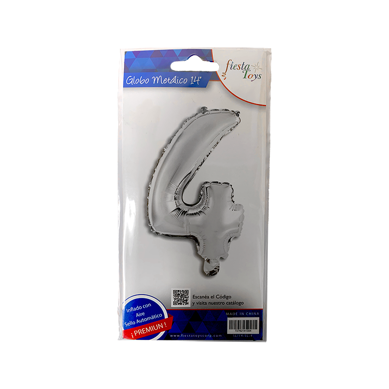 GLOBO METALICO 14" PLATA N 4