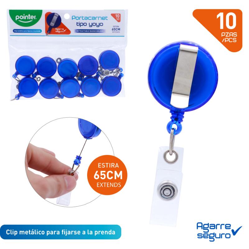 GANCHO AZUL PORTA CARNET RETRACTIL