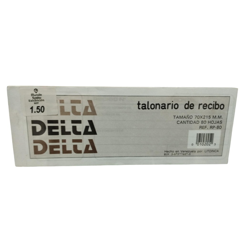 TALONARIO DE RECIBO 70X215M.M 80 HOJAS
