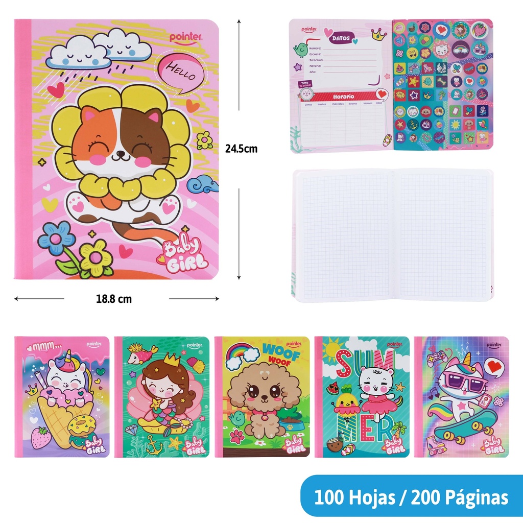 CUADERNO COSIDO CUADRITO (STICKERS)