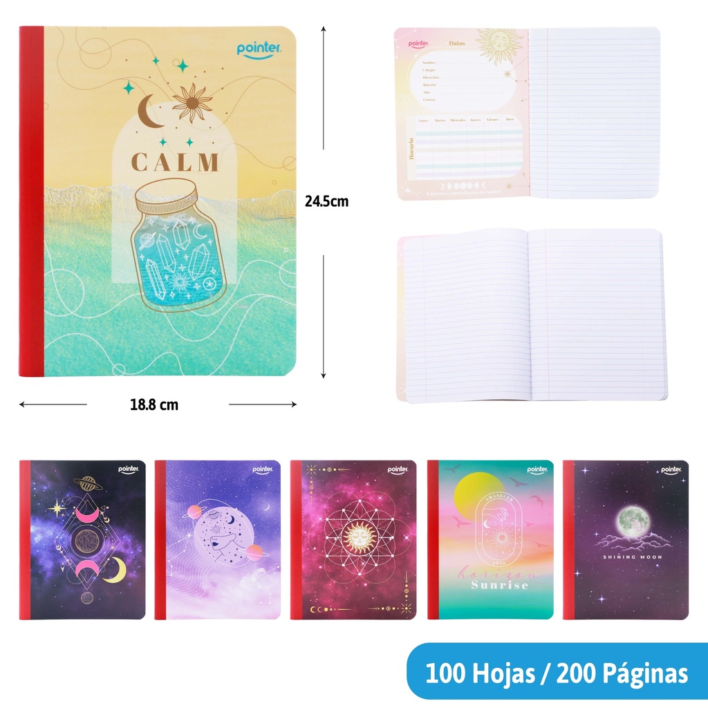 CUADERNO COSIDO A4 RAYA ANCHA x100 HOJAS (ASTRONOMIA)