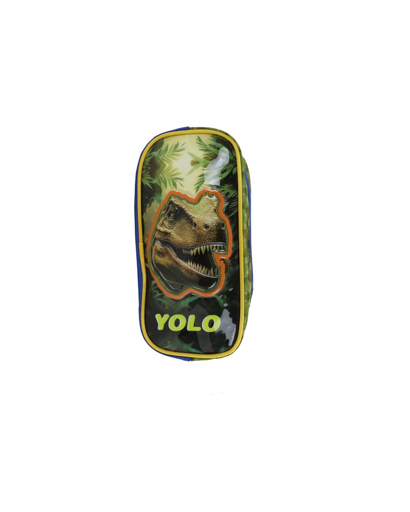 CARTUCHERA DOBLE BOLSILLO (DINOSAURIO)