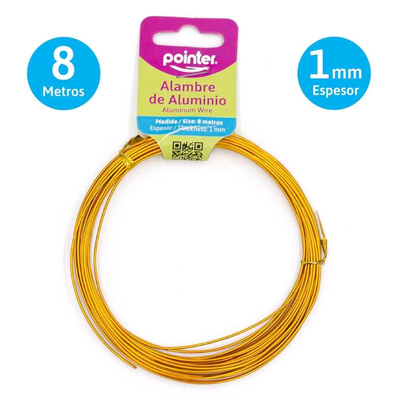 ALAMBRE DE ALUMINIO PARA MANUALIDADES (DORADO) 1mm x 8mts
