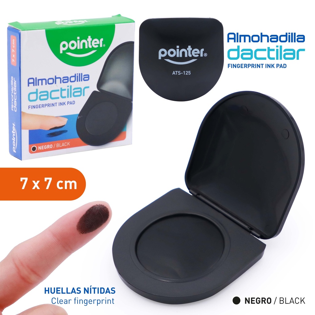 ALMOHADILLA DACTILAR TINTA NEGRA - 7x7CM