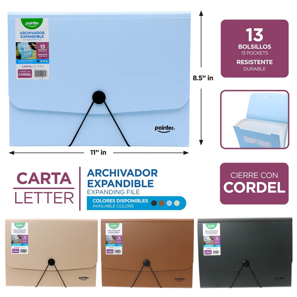 ARCHIVADOR EXPANDIBLE A4 13 BOLSILLOS