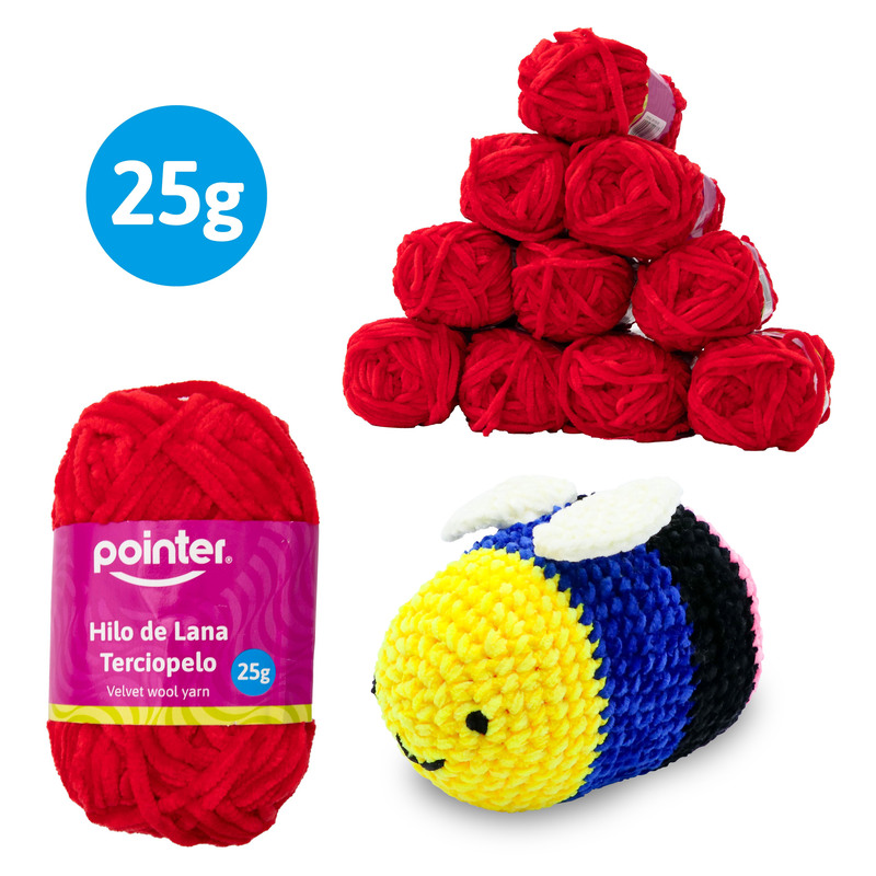 ESTAMBRE TERCIOPELO PARA MANUALIDADES ROJO - 25GRS