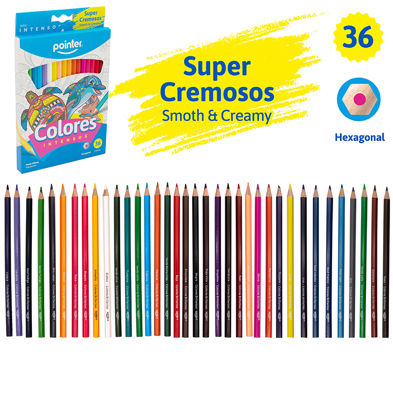 LAPICES DE COLORES x36PZS - INTENSOS CUERPO HEXAGONAL
