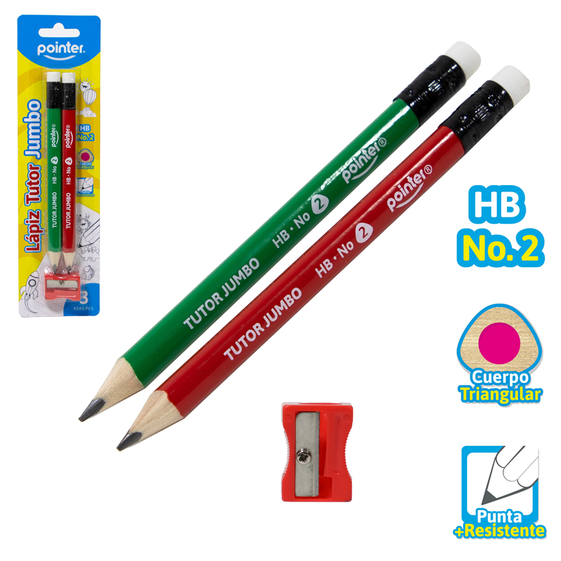 LAPIZ JUMBO TUTOR x2 PIEZAS + SACAPUNTAS CAJA